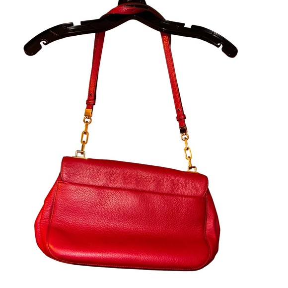 Henri Bendel New York red pebble leather shoulder bag chain purse - Picture 2 of 7